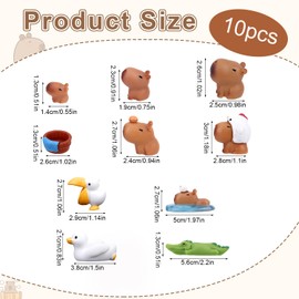 Tinoaly 10stk Mini-Capybaras, Miniatur-Capybara-Figuren aus Hochwertigem Kunstharz Kleine Partygeschenke und Perfekte Dekorationen für Zuhause Geburtstagskuchenaufsatz Puppenhaus Miniaturlandschaft