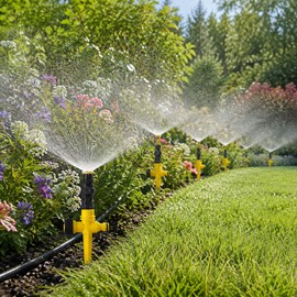 360° Rotating Garden Sprinkler for Lawn and Garden Irrigation - Adjustable Flow with Ground Spike for Efficient Outdoor Watering