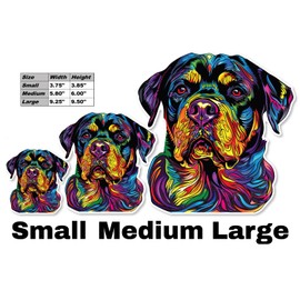 Colorful Rottweiler Sticker Waterproof Vinyl Stickers Decals for Laptop Water Bottle Phone Luggage Car Truck - Medium 5.8" x 6"