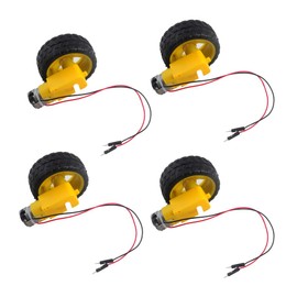 4 pcs 65 x 26mm Plastic Tire Wheel with DC 3-6v Gear Motor Dual Shaft for Arduino Smart Car
