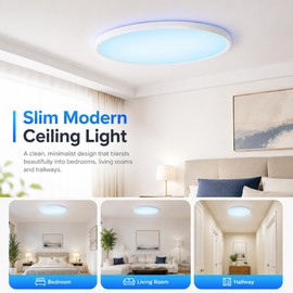 HomeKit Smart LED Ceiling Lights RGBCW Color Changing Ceiling Light Work with Apple HomeKit, Alexa Google Home Flush Mount Ceiling Lamp 24W Dimmable for Living Room, Bedroom 5G Hz/2.4G Hz Support