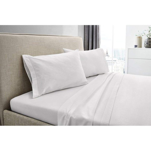 HNU 4 Piece Casual Style White Cotton Flannel Sheets King