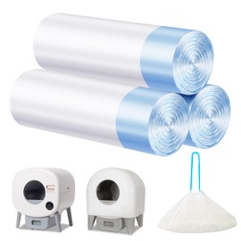 Cat Litter Bags 60Count, 26.37"x15.74" Drawstring Close Litter Box Liners for Automatic Litter Box,Thick Cat Poop Bags,Easy to Clean,Heavy Duty Robot Bag for Self-Cleaning Box