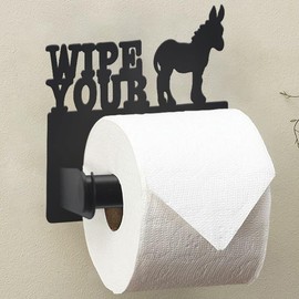 Donkey Toilet Paper Holder Wall Mounted, Bathroom Decorative Metal Toilet Paper Mega Roll Holder, Rustproof Matte Black Toilet Paper Roll Dispenser for Kitchen Washroom