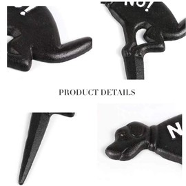 Kraeoke Antique Black Cast Iron No Dog Sign for Flower Pot