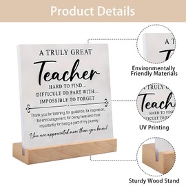 lao1 Teachers Gift for Women Men,Acrylic Plaque Teachers Gifts, Gifts for Teacher Christmas Gifts, Acrylic Plaque with Wooden Base, Thank You for Leaving Retirement, Cards, Appreciation Presents