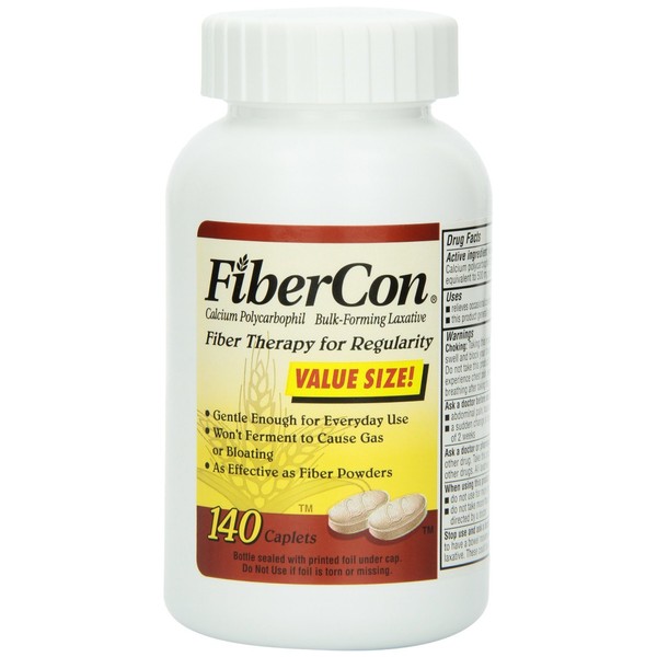 FiberCon Fiber Therapy for Regularity, 140 Caplets (Pack of 3)