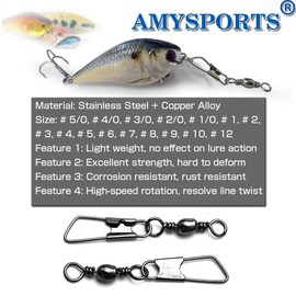 AMYSPORTS Stainless Steel Snap Swivel Saltwater High Strength Snaps Fishing Barrel Line Connector Fishing Swivels Barrel Safety Snap Fishing Tackle Stainless Steel Accessories 50pcs 15lbs