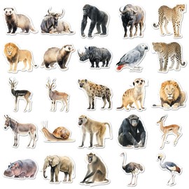 African Animals Waterproof Sticker Set Gift for Teenagers Adults 50 Pieces Animals Vinyl Sticker Decoration for Car Motorcycles Bicycle Skateboard Snowboard Luggage Laptop Scrapbook Car Suitcase