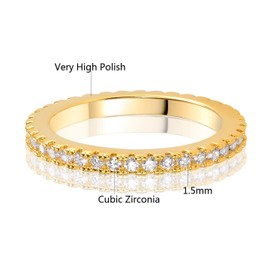 MDFUN 14K Yellow Gold Plated Cubic Zirconia Band Eternity Ring for Women, Brass, Cubic Zirconia