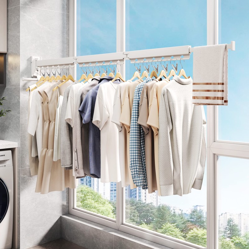 ZdwCyl Wall Mounted Clothes Hanger,Clothes Drying Rack,Laundry Rack Wall Mount,Drying