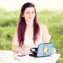 Mr. & Mrs. Panda Penguin Pencil Case Coconut, blue, Hand Drawn