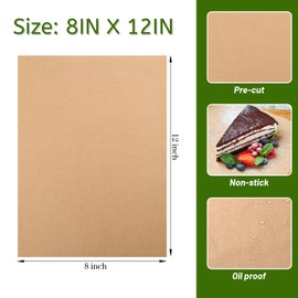 WMKGG 100Pcs Unbleached Parchment Paper for Baking, 8 x 12 Inch Precut Heavy Duty Parchment Paper Sheets for Cooking, Grilling, Air Fryer and Oven
