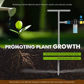 NEWTRY Deep Root Watering Tool, Root Feeder Waterer Irrigator Stainless Steel Tree Watering Spike with Fertilizer Bottle for Plants Trees Shrubs Bushes