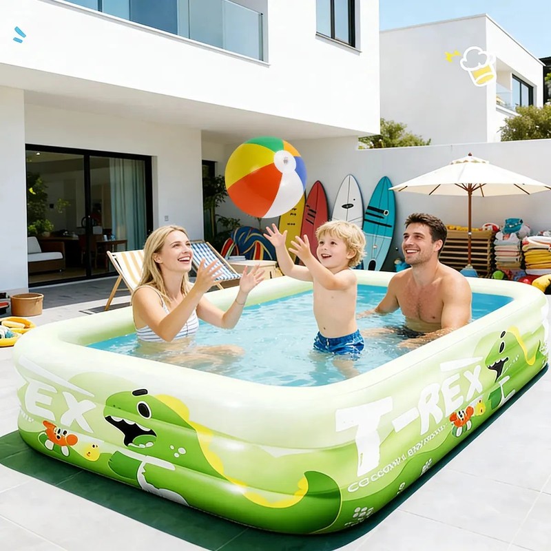 CDDGL Alberca Inflable Dinosaurios Grande Piscina Tre Nivele Con Accesorios,rectangular