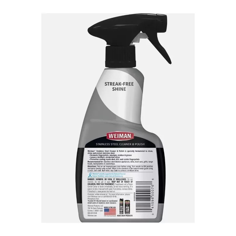 Weiman Stainless Steel Cleaner and Polish Trigger Spray - 12