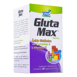 Glutamax 60 Tab .62g C/u Acido Glutamico Con Complejo B Y Vi