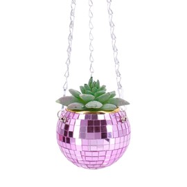 Segreto Disco Ball Planter,4" Multicolored Mirror Ball Plant Hanger for Indoor Plants Hanging Disco Ball Plant Pot Flower Pots Container Bonsai Pots for Home Decor