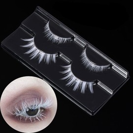 2 Pairs White False Eyelashes Cosplay Eyelashes Fashion Extension Makeup Tool Lightweight PBT Silk Up and Down Eyebrows Reusable