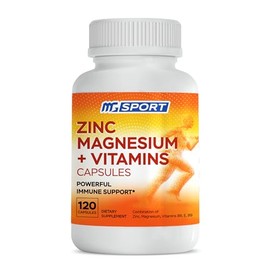 MGSPORT Magnesium and Zinc Supplement for Muscle & Immune Support, 120ct