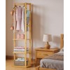 Cozivolife Bamboo Heavy Duty Small Clothing Coat Rack with Shelves