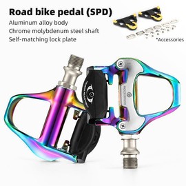 ROCKBROS Road Bike Pedals Lightweight Clipless Bicycle Pedals with Cleats Set Compatible with SPD-SL System - specification: LP-RD2CF