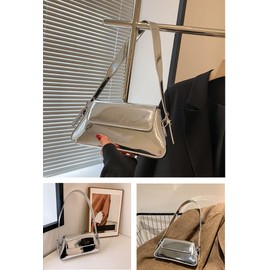 Pu Patent Leather Evening Bag For Women Hobo Bag Tote Handbag Satchel Cute Party Clutch Shoulder Crossbody Purse (Silver)