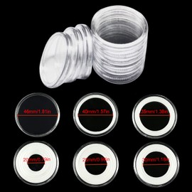 BLMHTWO 10 Pieces Coin Holder 46mm Coin Capsule Coin Case with Foam Gasket Storage Professional Silver Dollar Coin Holder Container for Collectors Silver Coin Collection Supplies Fit 6 Sizes