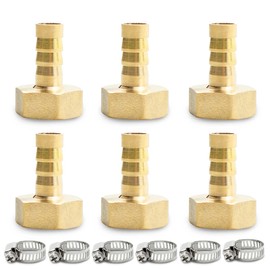 Bwintech 6 Pcs Hose Barb Fittings, 1/2" BSP Female x 12MM Barb Connector with 6 Pcs Clamps