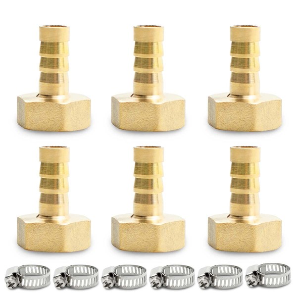 Bwintech 6 Pcs Hose Barb Fittings, 1/2" BSP Female x