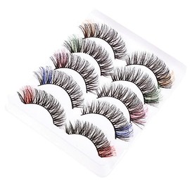 DOITOOL 10pares Pestañas Postizas de Colores para Halloween y Cosplay Naturales de Maquillaje para Mujer Pestañas Postizas de Colores para Festivales
