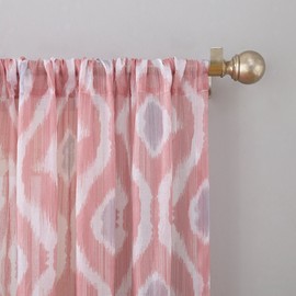 No. 918 Maddox Ikat Semi-Crushed Sheer Rod Pocket Curtain Panel, 50" x 95", Coral