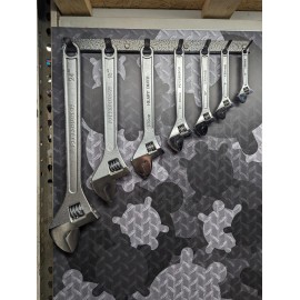 Turtle Laboratories Adjustable Wrench Tool Organizer Holder Display - Universal - Raw Steel, Large