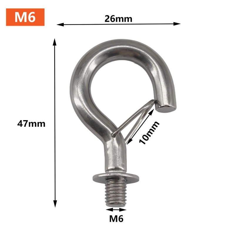 Zerniple (6 Pieces) M6 Hanging Hook 304 Stainless Steel Screw