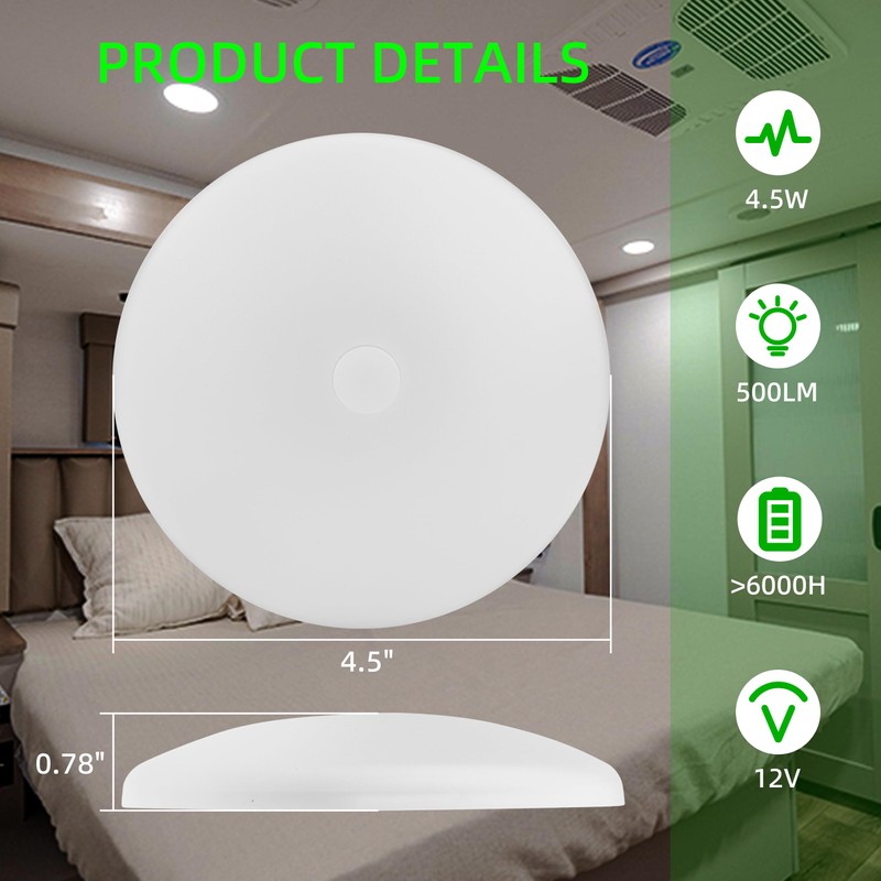 ULITECO RV Light Interior 12V, 4.5Inch RV Ceiling Dome Light,