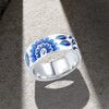 Santuzza 925 Sterling Silver Daisy Ring Blue Enamel Flower Pattern