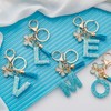 MORSUNBELA Initial Keychain Blue Letter Key Chains Key Ring Butterfly