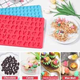 Webake Mini Easter Silicone Molds with Bunny and Easter Egg Shaped, 58-Cavity Bunny Molds and 83-Cavity Egg Molds for Chocolate, Candy, Gummy, Wax Melt, Pack of 2