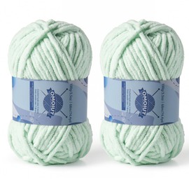 Chunky Chenille Yarn for Crocheting，Baby Yarn for Crocheting Soft Blankets，Bulky Yarns for Crochet Amigurumi，2×100g (2×74.3yds) Fluffy Velvet Yarns for Hand Knitting (2 Baby Green)