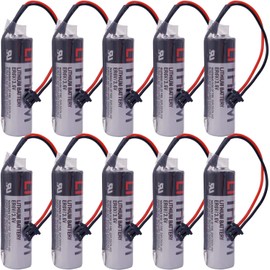XCGonSa (10 Pack ER6V/3.6V 2400mAh PLC Single Use Li-ion Battery for ER6VC119A/119B ER6v 3.6V Li-ion Battery with Black Plug