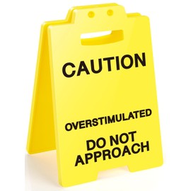 Overstimulated Desk Sign, Do not Approach Funny Office Signs Novelty Gag Fun Gift for Coworker Teammate Employee Boss, Cubicle Accessories Desk Decor