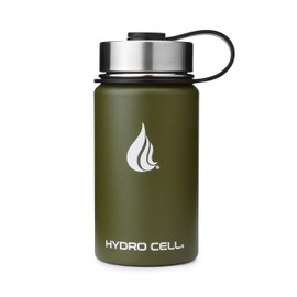 HYDRO CELL Stainless Steel Water Bottle w/ Straw & Wide Mouth Lids (40oz 32oz 24oz 18oz) - Keeps Liquids Hot or Cold with Double Wall Vacuum Insulated Sweat Proof Sport Design (Red/Orange 14oz)
