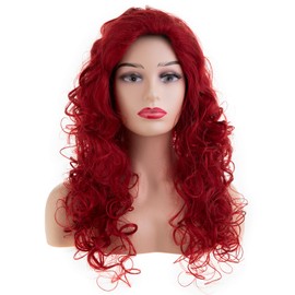 RicHyun Long Curly Wavy Red Wigs for Women Synthetic Natural Fluffy Costume Cosplay Hair Wig,27inch