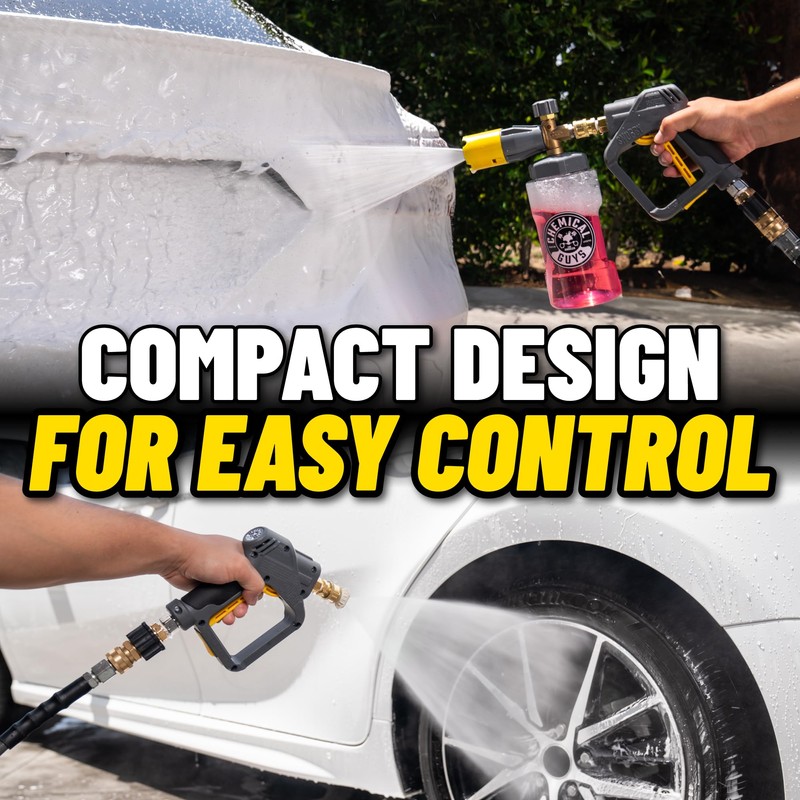 Chemical Guys EQP402 Snubby Pressure Washer Gun, Foam Cannon Attachment,