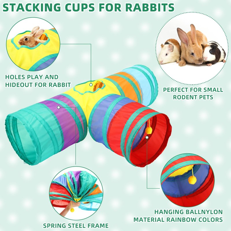 PullCrease 104 Pcs Rabbit Starter Kit Litter Box Bunny Tunnel