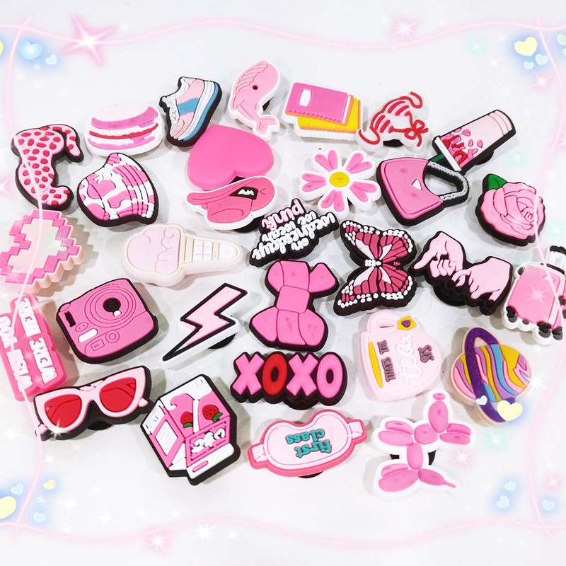 SKHAOVS Shoe Charms for Croc Charms,Pink Shoe Charms,74pcs Selected Different