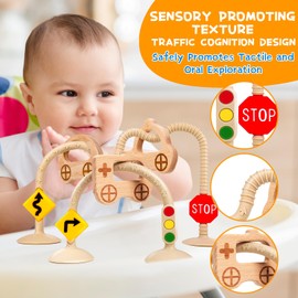 Baby Suction Cup Toys for Highchair - Sensory Silicone Toys for High Chairs, Airplane Travel, Bathtub, Restaurant, Montessori Interactive Teething Fine Motor Skills Toys for Infant and Toddler