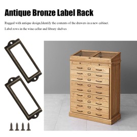 Kyrio Pack of 30 Metal Label Holders Furniture Drawer Cabinet Card Holder Tag Name Plate Label Frame with Screws for Office Library Bookshelf Shelves Bronze L 3.26 x 1.3 Inches / 83 x 33 mm