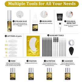 Lash Lift and Tint Kit - Eyebrow Lamination Kit - 2-in-1 Black Eyelash and Eyebrow Dye - Natural Eyelash Perming Kit - Fuller Lash and Brow Tint Shaping Styling Lasts to 4-6 Weeks
