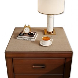 YASSINHE Bedside Table Mat Nightstand Dust Cover Waterproof Cotton and Linen- Brown